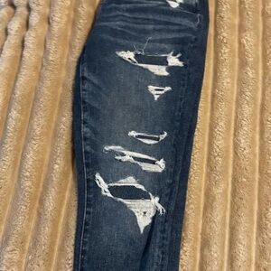 American Eagle Outfitters Blue Skinny Jeans with Distressed Detailing